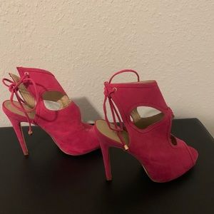Just Fab Sharla Fuschia Peep toe Bootie Heel